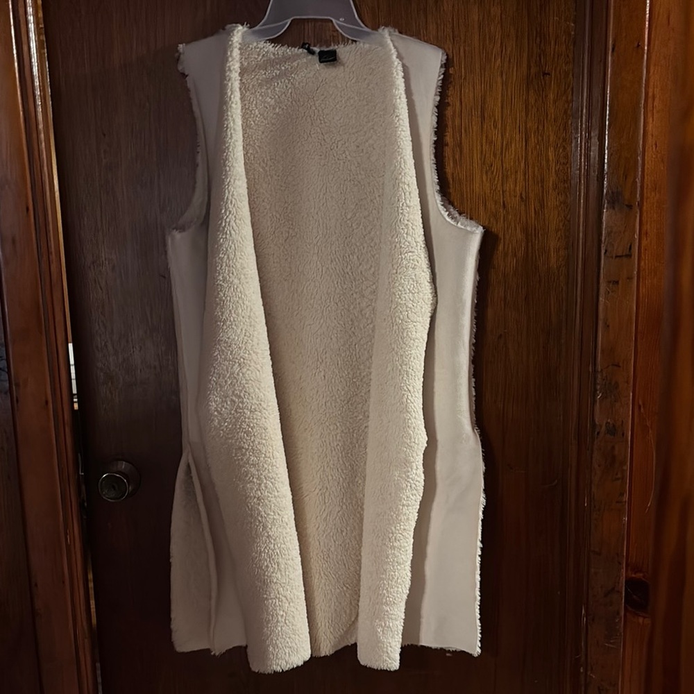 New Directions Cream Textured Long Vest